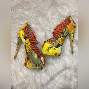 Wild Rose Strappy Orange platform heel